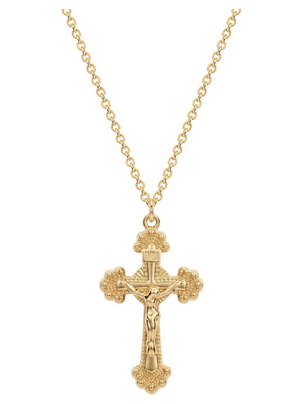 14K Gold Plated Cross Pendant Necklace Dainty Crucifix Religious